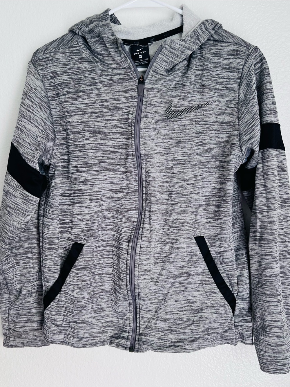 Nike Gray Heather Full-Zip Performance Jacket with Black Trim